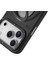 iPhone 17 Pro Kılıf M-Safe 360 Standlı Basit Mat Deri Desenli Youngkit Tech Leather Seri Kapak Siyah 3