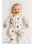 Ayıcık Desenli Ekru Çıtçıtlı Patikli Bebek Tulum Unisex Ribana Uyku Tulum Fitilli %100 Pamuklu 1