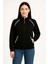 -Kadın Oversize Dik Yaka Fermuarlı Sweatshirt - Zincir Nakışli Kanguru Cepli 2