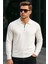 Erkek Yarım Fermuarlı Basic Kışlık Beyaz Sweatshirt 1