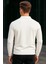 Erkek Yarım Fermuarlı Basic Kışlık Beyaz Sweatshirt 5