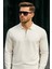 Erkek Yarım Fermuarlı Basic Kışlık Beyaz Sweatshirt 7