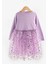 Lila Yıldız Baskılı Tül Etekli Kız Çocuk Elbise - Karen 9