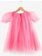 Fuşya Kısa Kollu Eteği Ponponlu Kız Çocuk Elbise - Lavonne 10