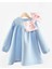 Mavi Omzu Fiyonk Detaylı Kız Çocuk Elbise - Leah 6
