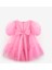 Pembe Eteği Fırfırlı Kemerli Kız Çocuk Tül Elbise - Casey 7