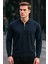 Erkek Yarım Fermuar Basic Kışlık Lacivert Sweatshirt 4