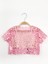 Pembe Yıldız Baskılı Kız Çocuk Tül Crop 5