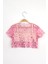 Pembe Yıldız Baskılı Kız Çocuk Tül Crop 6