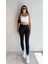 Kadın Yüksek Bel Siyah Basic Slim Fit Tayt 1