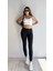 Kadın Yüksek Bel Siyah Basic Slim Fit Tayt 2