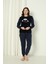 Fawn 3317 Peluş Welsoft Polar Kışlık Yumoş Kadın Pijama Takımı Uyuyan Kedili 1