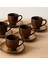 6 Kişilik Kahverengi Stoneware Kahve Takımı - 12 Parça 5