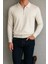 Erkek Uzun Kollu Yarım Fermuarlı Beyaz Sweatshirt 6