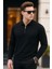 Erkek Yarım Fermuarlı Rahat Siyah Bol Sweatshirt 1