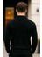 Erkek Yarım Fermuarlı Rahat Siyah Bol Sweatshirt 2