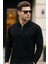 Erkek Yarım Fermuarlı Rahat Siyah Bol Sweatshirt 6