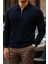 Erkek Kışlık Basic Uzun Kol Lacivert Bol Sweatshirt 1