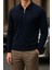 Erkek Kışlık Basic Uzun Kol Lacivert Bol Sweatshirt 4