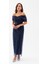 Kadın Lacivert Kayık Yaka Midi Boncuklu Abiye Elbise 2