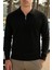 Erkek Kışlık Yarım Fermuarlı Siyah Sweatshirt 3