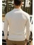 Erkek Kışlık Yarım Fermuarlı Beyaz Sweatshirt 2