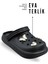 Aksesuarlı 4 cm Kalın Taban Kadın Sabo Terlik Hastane Terliği 1009 Siyah 7