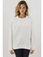 Kadın Şardonlu Fermuar Detaylı Bisiklet Yaka Sweatshirt Busem Collection White 4