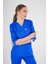 Unisex Saks Mavi Violet Model Scrubs Takım Doktor Hemşire Üniforması 4