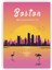 Boston Massachusetts Ahşap Poster 20X29 cm 1