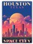 Houston Texas Space City Ahşap Poster 20X29 cm 1