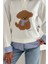 Kadın Nakış Peluş Ayıcık Figürlü Sweatshirt – Eğlenceli & Şehirli Stil 6