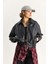 Kadın Oversize Belli Lastikli Suni Deri Bomber Ceket 3