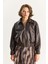 Kadın Oversize Belli Lastikli Suni Deri Bomber Ceket 4