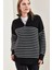 Kadın Balıkçı Yaka Fermuarlı Altı Çizgili Triko Kazak 3