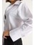 Kadın Pliseli Pat Detaylı Geniş Manşet Detaylı Klasik Yaka Gömlek 6