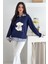Kadın Nakış Peluş Ayıcık Figürlü Sweatshirt – Eğlenceli & Şehirli Stil 2