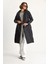 Kadın Kuşaklı Şal Yaka Kapitone Kaban 4