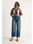 Kadın Baggy Fit Yüksek Bel Düz Paça Denim Pantolon 2
