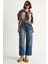 Kadın Baggy Fit Yüksek Bel Düz Paça Denim Pantolon 1