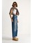 Kadın Baggy Fit Yüksek Bel Düz Paça Denim Pantolon 4