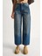 Kadın Baggy Fit Yüksek Bel Düz Paça Denim Pantolon 5
