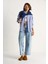 Kadın Geniş Paça Yüksek Bel Deri Ip Kemerli Denim Pantolon 2