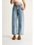 Kadın Geniş Paça Yüksek Bel Deri Ip Kemerli Denim Pantolon 5