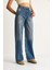 Kadın Yüksek Bel Soluk Efektli Bol Kesim Denim Pantolon 5