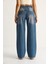 Kadın Yüksek Bel Soluk Efektli Bol Kesim Denim Pantolon 7