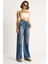 Kadın Yüksek Bel Soluk Efektli Bol Kesim Denim Pantolon 1
