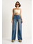 Kadın Yüksek Bel Soluk Efektli Bol Kesim Denim Pantolon 2