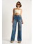Kadın Yüksek Bel Soluk Efektli Bol Kesim Denim Pantolon 4