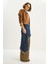 Kadın Asimetrik Leopar Detaylı Wide Leg Denim Pantolon 4
